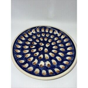 Vintage Polish Pottery 8” Plate Decorative Usable Dish Hand Made In Poland